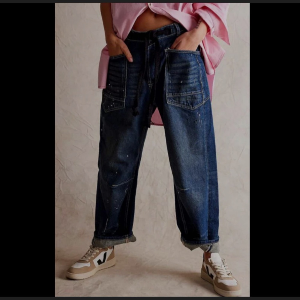 We The Free Moxie Dark Blue Wide Leg Jeans